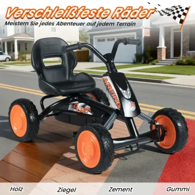 Dětská motokára s nastavitelným sedadlem, pedálem, pneumatikami pro jízdu vpřed a vzad, venkovní, pro děti 3-8 let, černá