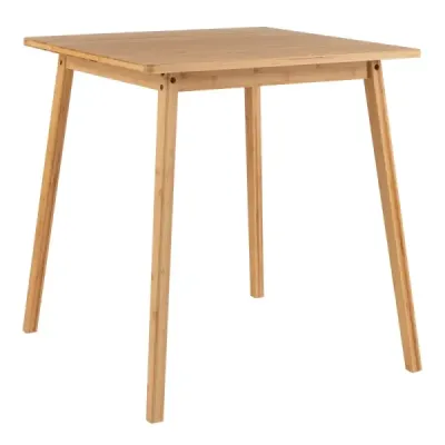 Čtvercový bambusový jídelní stůl, 70 cm, masivní dřevo,  pro 2-4 osoby, vhodný do malých prostor, přírodní.