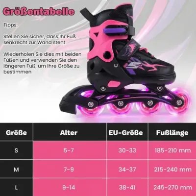 Dětské inline brusle, věk 5-7 let, nastavitelné ve 4 směrech, svítící kolečka, bezpečnostní prvky, použití uvnitř i venku