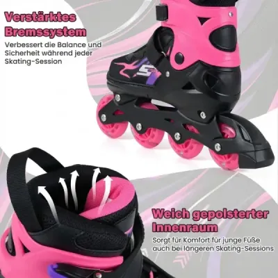 Dětské inline brusle, věk 5-7 let, nastavitelné ve 4 směrech, svítící kolečka, bezpečnostní prvky, použití uvnitř i venku