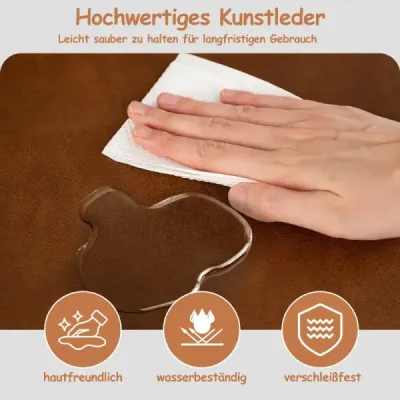 Akcentní křeslo, umělá kůže, opěradlo, kovový rám, křeslo do obývacího pokoje, kancelář, hnědá