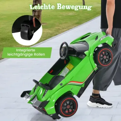 Dětské elektrické auto Lamborghini s dálkovým ovládáním, LED světlomety, klaksonem a hudbou - zelené