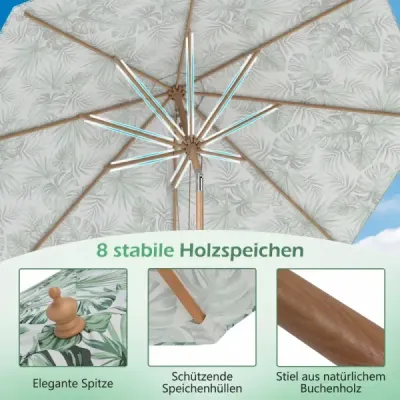 Slunečník o průměru 270 cm s nastavitelným sklonem 30° a odvětrávanou špičkou, zelený