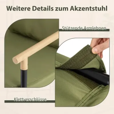Moderní křeslo s odnímatelnými polštáři, kovový rám, pohodlné do obývacího pokoje, ložnice, kanceláře, zelené