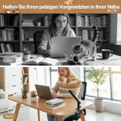 Pelíšek pro kočky, ratan, otočný o 360°, odnímatelný polštář, závěsná koule, vrtání není nutné, přírodní + černá + bílá