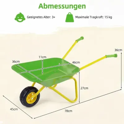 Dětský trakař s plastovými terénními pneumatikami pro vnitřní i venkovní použití, pro chlapce a dívky od 3 let, zelený