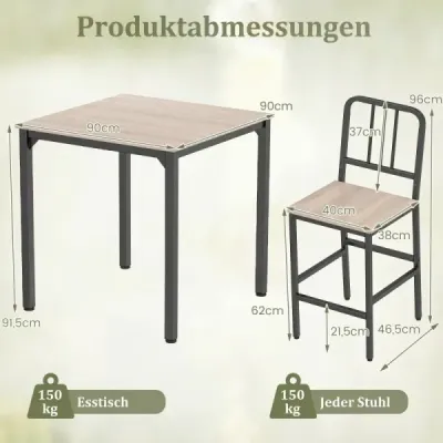 5dílná jídelní souprava Color, kovový rám, industriální styl, 4 barové židle, prostorově úsporná, do jídelny, šedá a černá