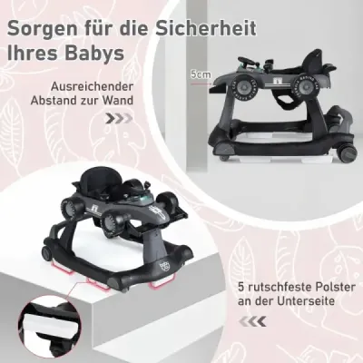 Chodítko 4 v 1, skládací s nastavitelnou výškou, nosnost 15 kg, tmavě šedé