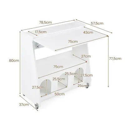Skládací psací stůl s úložným prostorem, úsporný, do obývacího pokoje/domácí kanceláře, bílý