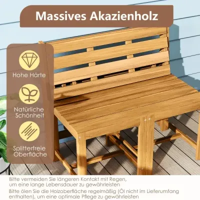 Sada zahradního nábytku 3 v 1, akáciové dřevo, přestavitelná na zahradu, veranda, přírodní