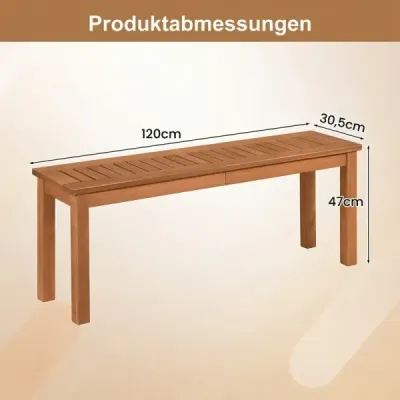 Dvoumístná zahradní lavice, masivní dřevo, nosnost až 200 kg, 120 x 30,5 x 47 cm, do zahrady, na terasu, do balkonu, do vchodu