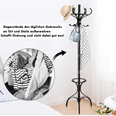 Věšák na kabáty Věšák na kabáty s 12 háčky Brown/black/natural-natural