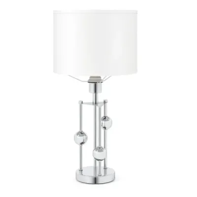 Stolní lampa, noční/stolní lampa s objímkou ​​E27, stínidlo z lněné tkaniny a dekorativní koule