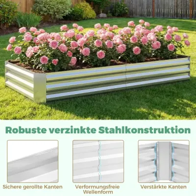 Skleník 3 v 1 s vyvýšeným záhonem, kovovým květináčem a PVC fólií - obdélníkový chladicí rám