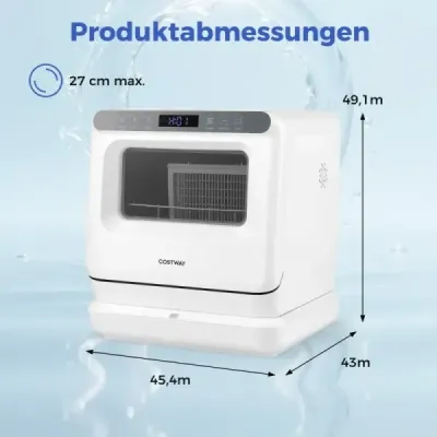 Stolní myčka nádobí s nádrží na vodu 8,25 l, 6 programů, bílá