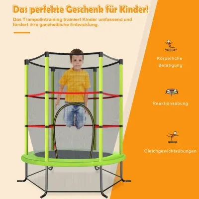 Zahradní trampolína Ø165 cm s ochrannou sítí, nosnost trampolíny až 135 kg, zelená