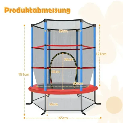 Zahradní trampolína Ø165 cm s ochrannou sítí, nosnost trampolíny až 135 kg, modrá
