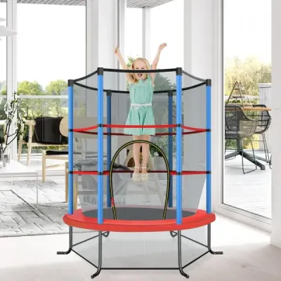 Zahradní trampolína Ø165 cm s ochrannou sítí, nosnost trampolíny až 135 kg, modrá