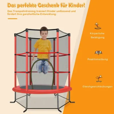 Zahradní trampolína Ø165 cm s ochrannou sítí, nosnost trampolíny až 135 kg, červená