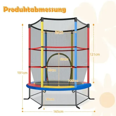 Zahradní trampolína Ø165cm s ochrannou sítí, nosnost trampolíny až 135kg, barevná