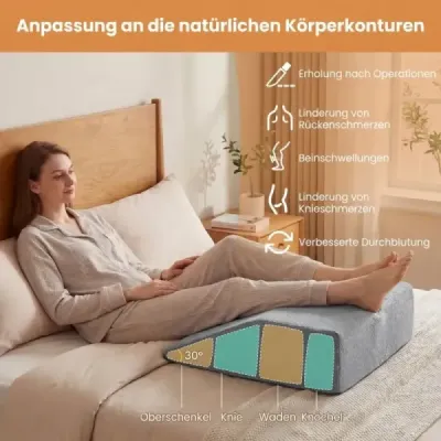 Pěnový polštář na nohy, odnímatelný, pratelný, ortopedický na chodidla a kolena, šedý