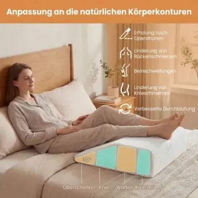 Pěnový polštář na nohy, odnímatelný, pratelný, ortopedický na chodidla a kolena, bílý