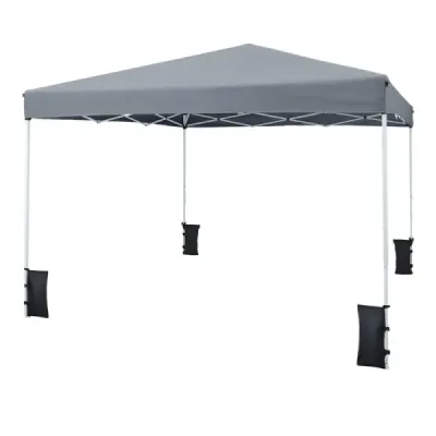 Skládací pavilon 290 x 290 cm, výškově nastavitelný, s příslušenstvím pro kempování a pláž, šedý