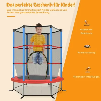 Zahradní trampolína Ø165 cm s ochrannou sítí, nosnost trampolíny až 135 kg, modrá