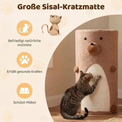 Dvoupatrový kočičí domek se škrabadlem ze sisalu, schovávanou a krytým pelíškem herní domeček ve tvaru sudu