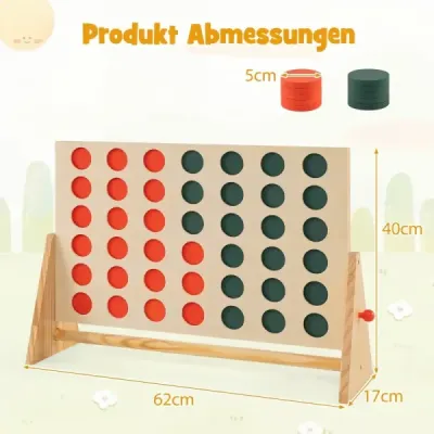 Čtyři v řadě z borovicového dřeva se 42 hracími dílky Jumbo hra Čtyři v řadě Montessori Čtyři v řadě