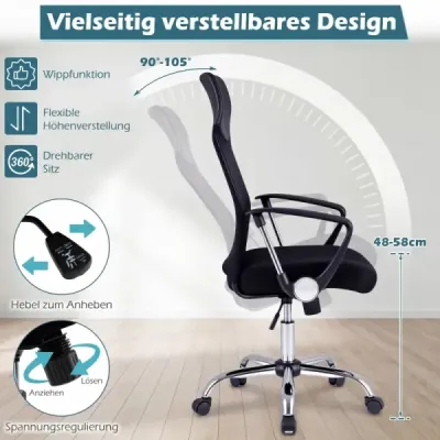 Ergonomická kancelářská židle s houpací funkcí, výškově nastavitelná kancelářská židle, herní židle