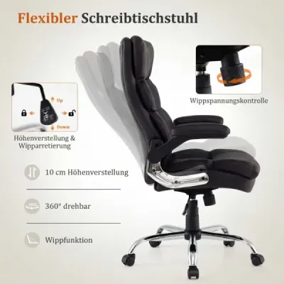 Ergonomická kancelářská židle s výklopnými područkami a houpací funkcí, manažerská židle, počítačová židle