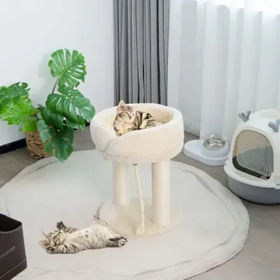 PV10025BE  Škrábadlo pro kočky s měkkým sedadlem Sisal Tower pro kočky Béžová SKLADEM