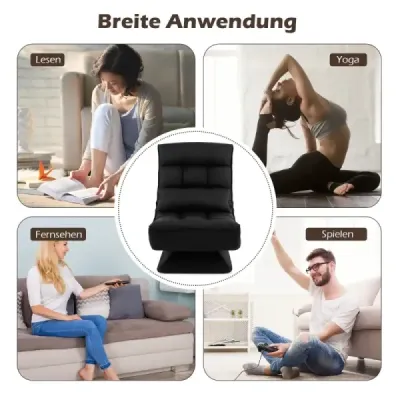 HV10469BK  360° otočná židle s opěradlem a bederním polštářem Židle Lazy Sofa Black SKLADEM