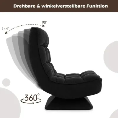 HV10469BK  360° otočná židle s opěradlem a bederním polštářem Židle Lazy Sofa Black SKLADEM