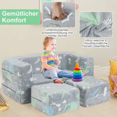 HV10576GD   Modulární dětská pohovka svítící ve tmě na hraní Modulární pohovka dinosaurus SKLADEM
