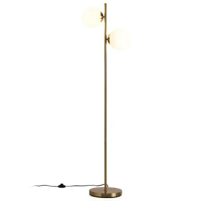 EP24737DE 2-světelná stojací lampa z matného skla se 2 žárovkami a nožním vypínačem Moderní stojací lampa Golden SKLADEM