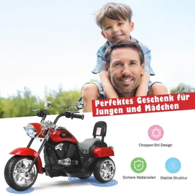 TY327686DE-RE  Motorka ve stylu chopperu elektrická motorka dětská motorka 91 x 48 x 64 cm červená + černá SKLADEM