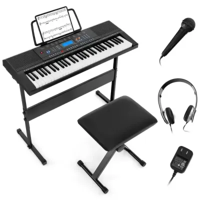 MU10107DE  Přenosná elektronická klávesnice s 61 klávesami, stojanem, stoličkou a mikrofonem, digitální piano SKLADEM