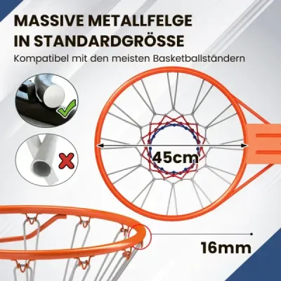 Basketbalový koš s kruhem a sítí Ø45cm pro vnitřní použití, mini, k montáži na zeď, oranžový
