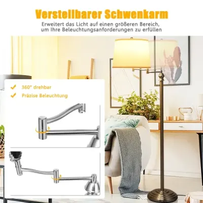Stojací lampa Stojací lampa s podstavcem a stínidlem na čtení 35,5 x 152 cm Béžová barva