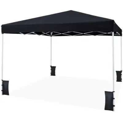 Výsuvný pavilon 290 x 290 cm, výškově nastavitelný s příslušenstvím pro kempování na pláži, černý