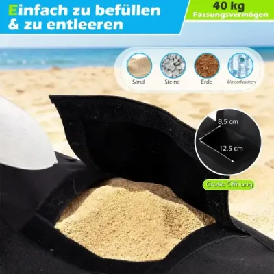 Podstavec slunečníku 40 kg, plnitelný pískem, přenosné závaží slunečníku, stojan na slunečník, černý