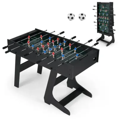 Skládací stolní fotbal s 22 figurkami, 2 míčky a 2 počítadly skóre, stolní fotbal 120 cm, černý