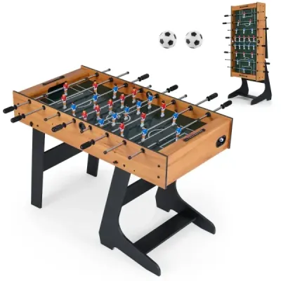 Skládací stolní fotbal s 22 figurkami, 2 míčky a 2 počítadly skóre, stolní fotbal 120 cm, přírodní