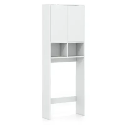 Samostatně stojící toaletní skříňka s dvojitými dvířky, 2 přihrádkami a nastavitelnou policí, koupelnová skříňka 60 x 23 x 166 cm, bílá