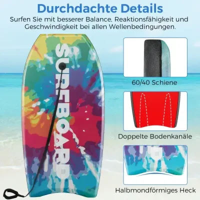104 cm lehké bodyboardové prkno s jádrem z EPS, horní vrstvou z XPE a spodní vrstvou z HDPE – na pláž, do bazénu i do moře