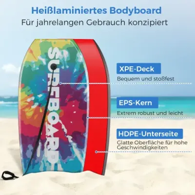 104 cm lehké bodyboardové prkno s jádrem z EPS, horní vrstvou z XPE a spodní vrstvou z HDPE – na pláž, do bazénu i do moře
