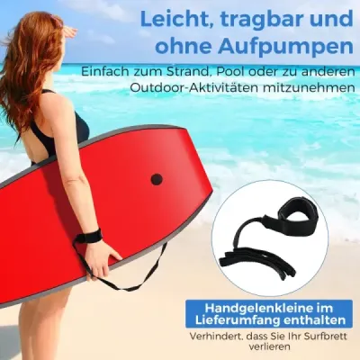 104 cm lehké bodyboardové prkno s jádrem z EPS, horní vrstvou z XPE a spodní vrstvou z HDPE, s poutkem na zápěstí – na pláž, moře i bazén