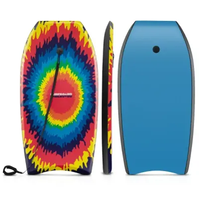 Bodyboard 104 cm, lehký, jádro z EPS, horní vrstva z XPE, spodní vrstva z HDPE, záď ve tvaru půlměsíce, poutko na zápěstí, pro pláž, moře, bazén